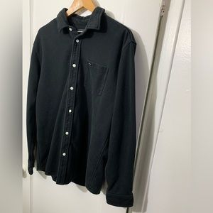 SALE RVCA slim fit button down long sleeve Work Shirt in black size Large